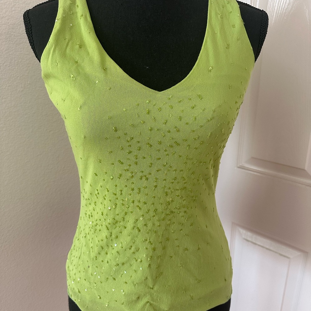 INC International Concepts Light Green Embellished Tank Top